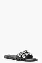Boohoo Lexi Stud And Diamante Patent Sliders