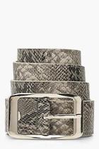 Boohoo Faux Snake Belt With Silver Buckle