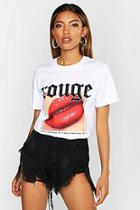 Boohoo Rouge Lips Slogan Tee