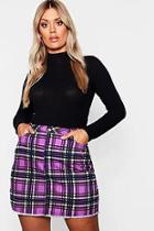 Boohoo Plus Check Denim Skirt