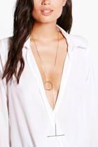 Boohoo Tori T Bar Plunge Necklace Silver