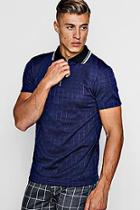 Boohoo Knitted Grid Notch Neck Polo
