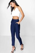 Boohoo Audrey Chino Style Woven Trousers Navy
