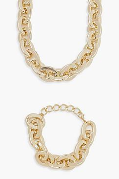 Boohoo Chunky Chain Necklace & Bracelet Set