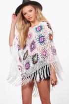 Boohoo Imogen Multi-colour Crochet Festival Poncho Multi