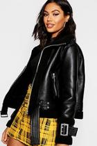 Boohoo Borg Trim Belted Flying Jacket