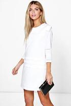 Boohoo Clara Pleat Detail 3/4 Sleeve Shift Dress