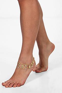 Boohoo Alexandra Boutique Coin & Bead Anklet