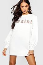 Boohoo Halloween Saint Balloon Sleeve Oversized Sweatshirt Dress