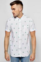 Boohoo Short Sleeve Palm Print Shirts White