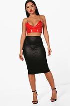 Boohoo Rosie High Waist Quilted Bodycon Midi Skirt
