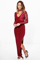 Boohoo Anouk Lace Insert Choker Slinky Maxi Dress