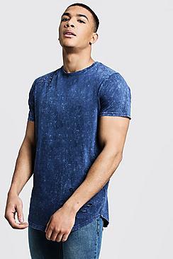 Boohoo Washed Curved Hem Distressed T-shirt
