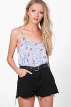 Boohoo Nell All Over Floral Print Cami Blue
