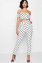 Boohoo Misse Spot V Bar Top And  Trouser Co-ord