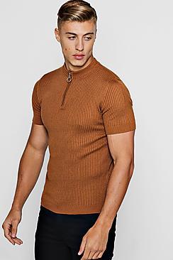 Boohoo Short Sleeve Rib Knitted Turtle Neck