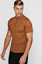 Boohoo Short Sleeve Rib Knitted Turtle Neck