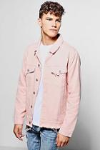 Boohoo Dusky Pink Denim Jacket With Raw Hem