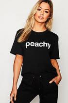Boohoo Petite 'peachy' Slogan T-shirt