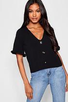 Boohoo Button Down Frill Sleeve Top