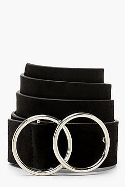 Boohoo Suedette Double Ring Boyfriend Belt