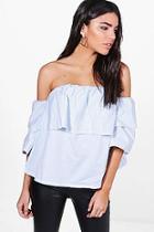 Boohoo Rebecca Ruffle Off The Shoulder Cotton Top