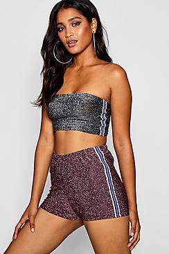 Boohoo Sports Stripe Sparkle Hot Pant