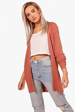 Boohoo Emily Ribbed Edge To Edge Cardigan