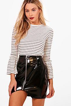 Boohoo Kate Stripe Flare Cuff Top