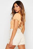 Boohoo Linen Lace Up Back Crop Top