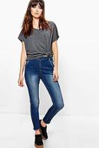 Boohoo Lara High Rise Zip Back Tube Jeans