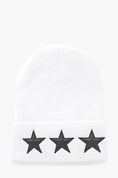 Boohoo Pu Star Applique Beanie