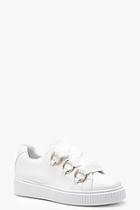 Boohoo Evelyn Waffle Lace Eyelet Trainers