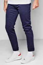 Boohoo Tapered Fit Chino With Stretch Navy