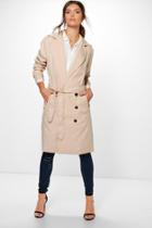 Boohoo Tall Tia Belted Mac Coat Stone