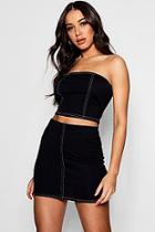 Boohoo Nikki Contrast Stitch Top And Skirt Co-ord