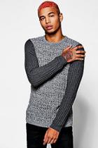 Boohoo Muscle Ribbed Jumper With Contrast Sleeve