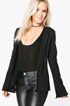 Boohoo Petite Leanne Split Sleeve Panel Front Blazer Black