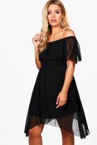 Boohoo Plus Lily Double Layer Skater Dress Black