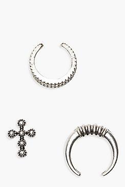 Boohoo Georgia Cross And Horn Earring