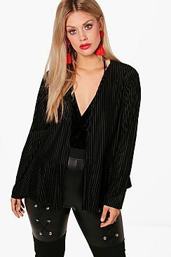 Boohoo Plus Alison Velvet Frill Detail Jacket