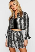 Boohoo Petite Snake Print Crop Jacket