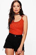 Boohoo Sadie Crochet Detail Rib Vest
