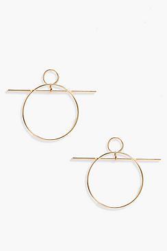 Boohoo Amy Bar Detail Hoop Earrings