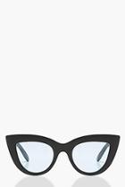 Boohoo Jenny Blue Lens Cat Eye Sunglasses