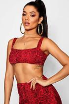 Boohoo Snake Print Skinny Strap Crop Top