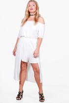 Boohoo Plus Katie Off The Shoulder Playsuit Ivory