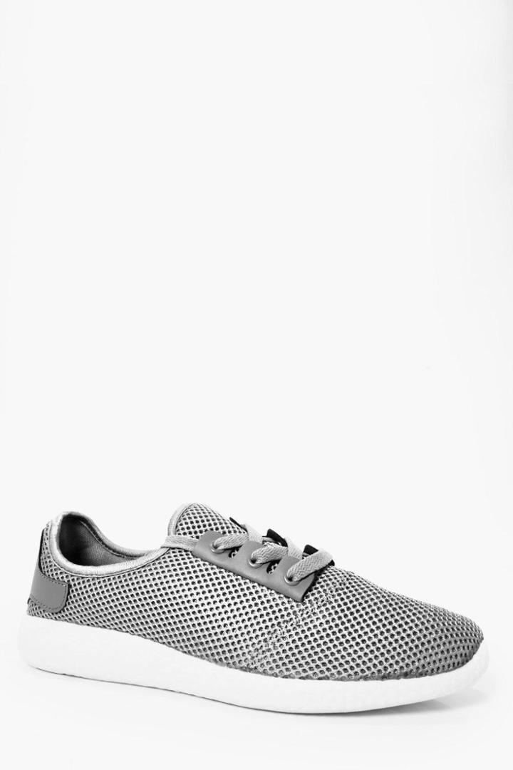Boohoo Panelled Running Trainers Grey