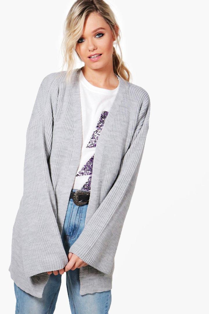 Boohoo Emma Oversized Kimono Sleeve Cardigan Grey