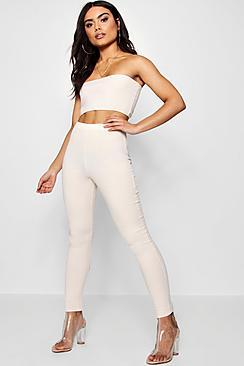 Boohoo Charlie Bandeau Crop Legging Knitted Set